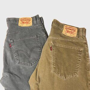 Levi’s 2-PACK Mens 505 + 559 Corduroy Pants sz 34x34 Brown Grey Relaxed Regular